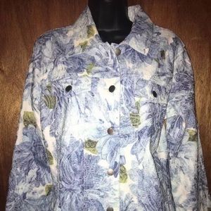 Analogy Floral Jean Denim Jacket w/ Stretch Large